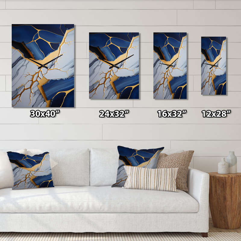 Abstract Geode I - Horloges murales abstraites en marbre, H 40 po x l 30 po x P 1 po