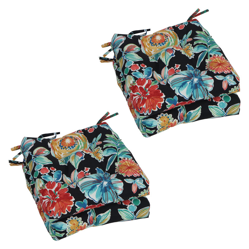 Coussin de chaise Adirondack d'intérieur / d'extérieur, Noir / rouge / orange floral