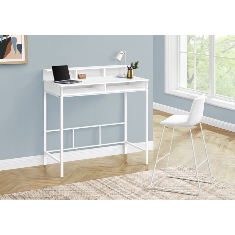 Bureau d'ordinateur, bureau personnel, debout, tablettes de rangement, L 48 po, travail, ordinateur portable, Blanc