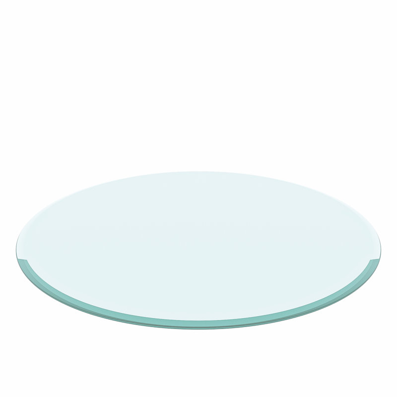 Single-Piece Round Tempered Glass Table Top Clear Glass 2/5" Inch Thick Beveled Polished Edge, Aesthetic and Practical Versatile Usage for Various Applications