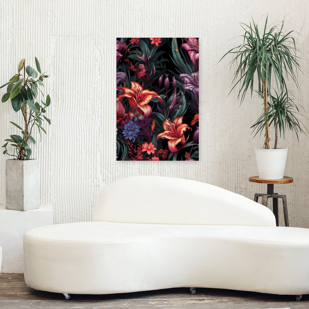 Dark Tropical Lilies Colorful Dramatic Vibrant Lily Nature Tropical Wall Art Print