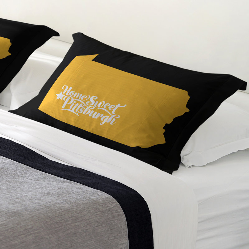 Polyester Sham Set, Microfiber, Queen, Gold/Black