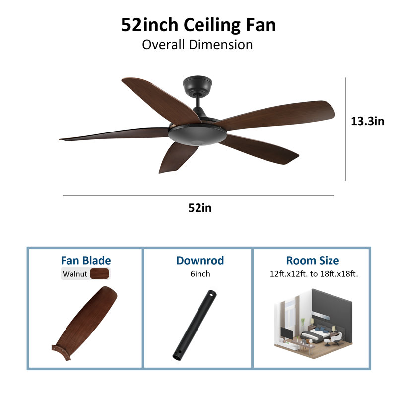 52-inch Smart Ceiling Fan without Light