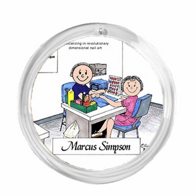 Personalized  Round Christmas Ornament  Manicurist Nail Salon  Male
