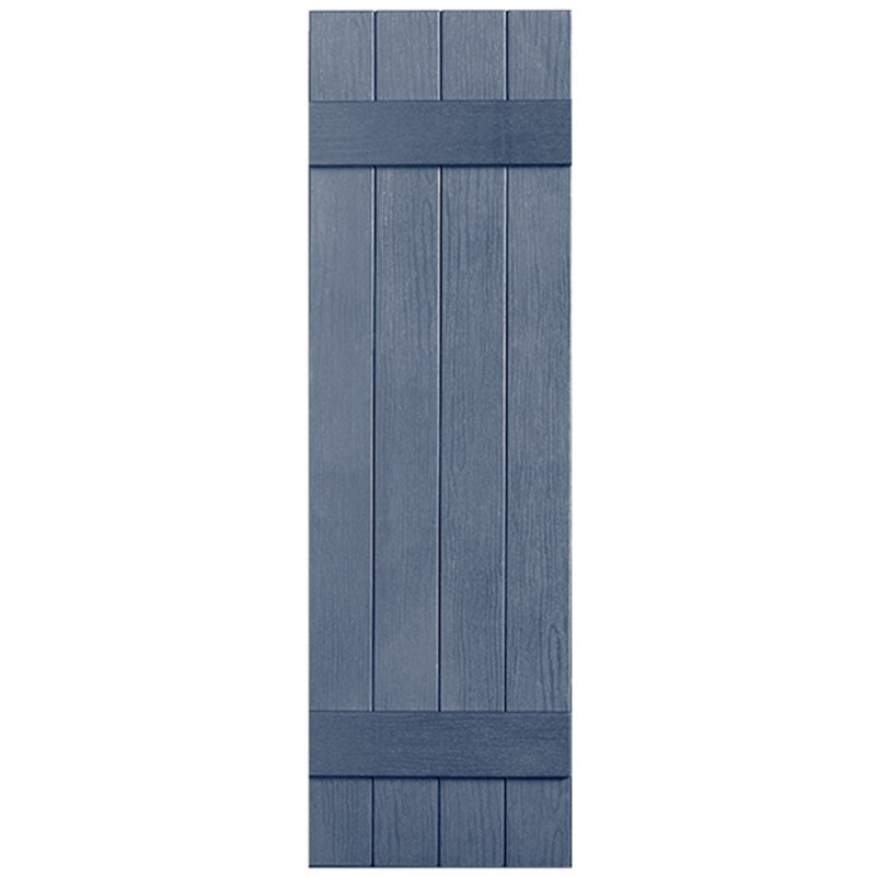 Paire de volets en vinyle fermés à deux lattes et quatre planches, 47 po, Bleu