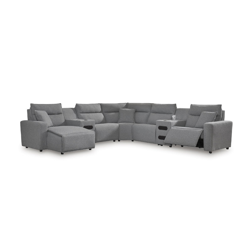Canapé modulaire inclinable électrique avec méridienne 7 pièces Depew, Orienté à gauche (vu de face)
