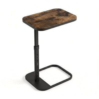 Adjustable Height C-Shaped Side Table with Flip-Top