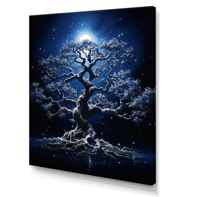 Arbre monochrome monochromes nocturnes - impressions sur toile florales et botaniques, H 20 po x l 12 po x P 1 po