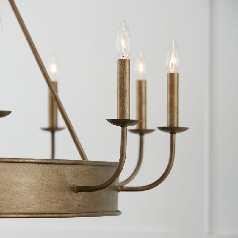  Lustre en roue de chariot 12 lumières Mystic Lustre, H 38,5 po x l 49,5 po