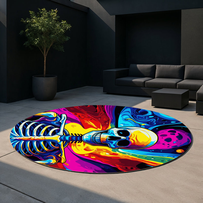 Surreal Swirl Indoor And Outdoor Area Rug, Round 5'