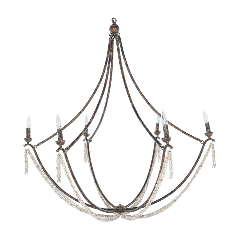 Nakita 6 - Light Candle Style Chandelier, Rust Brown