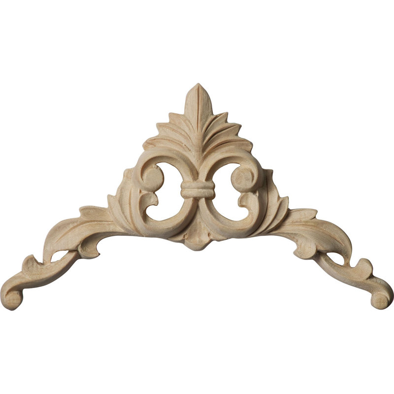 Large Rubberwood Ornate Corner Onlay Accent Piece