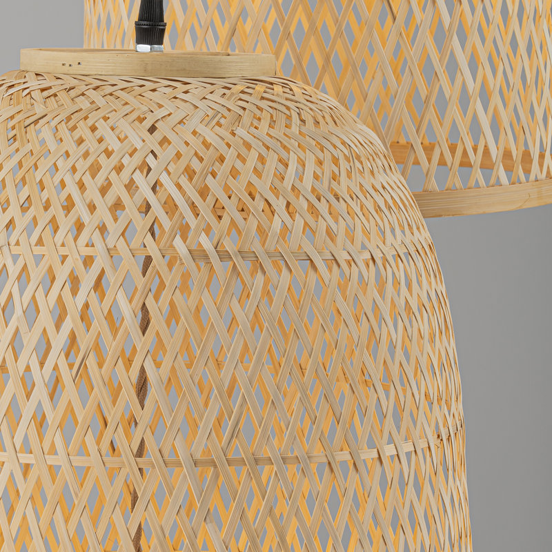 Dainna 3-light Natural Cluster Hanging Chandelier Pendant Large Airy Modern Rattan Staircase Chandelier