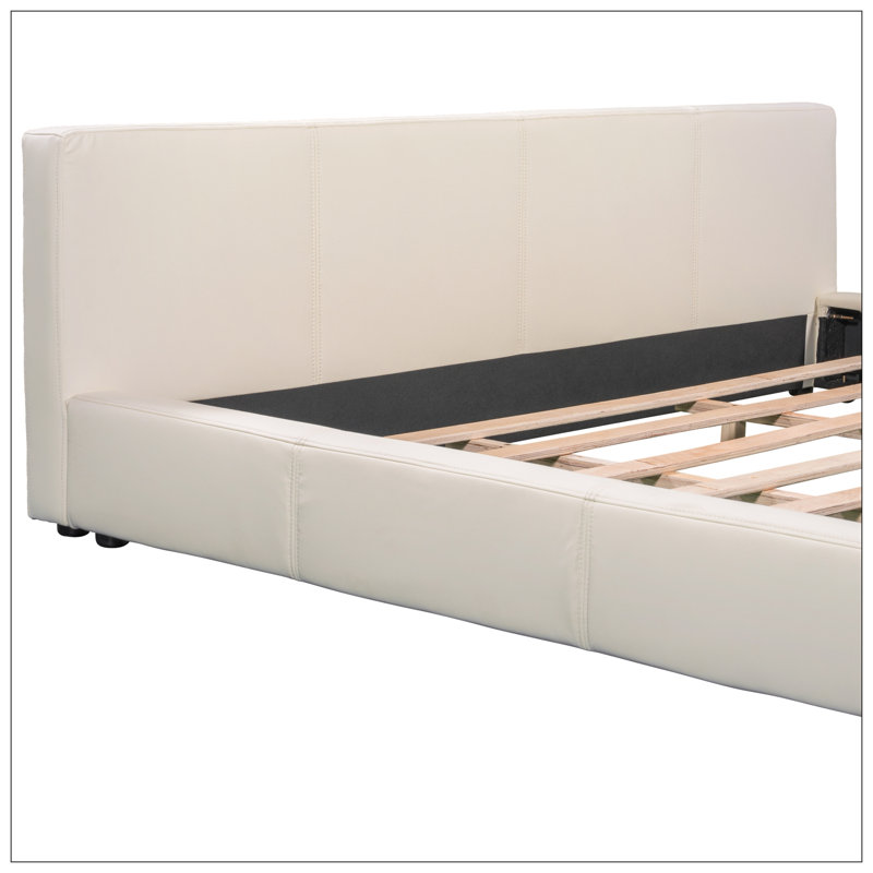 Lit tapissier beige, très grand, Très grand