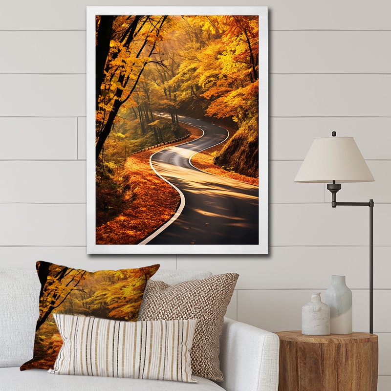Orange orange, route d'automne, Gold Picture Framed, H 32 po x l 16 po