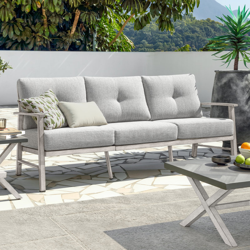 SeeHill Aluminum 3-Seater Outdoor Sofa, Weather-Resistant Sofa with 5.9'' Cushions, UV-Resistant, Durable for Patio, Porch, Backyard, Balcony, Roof Terrace, Cafe, Dark Gray