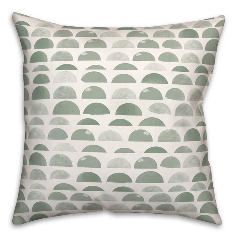 Housse et insert de coussin carré extérieur demi-cercles 7, 20 po x 20 po, Vert
