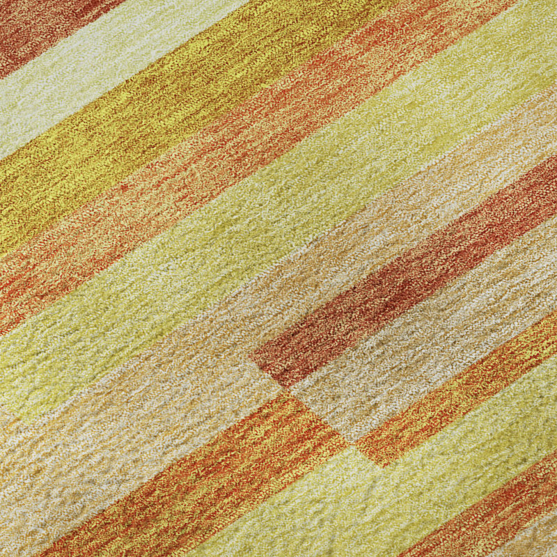 Tapis orange Prisco lavable à la machine de qualité supérieure, Rectangle 5 pi x 7 pi 6 po