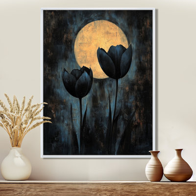 «Black Yellow Full Moon Tulips», reproduction sur toile