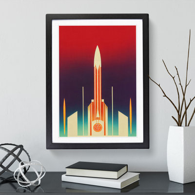 XV1022-4001X Spaceship Rocket Art Deco No.1 - Single Picture Frame Print
