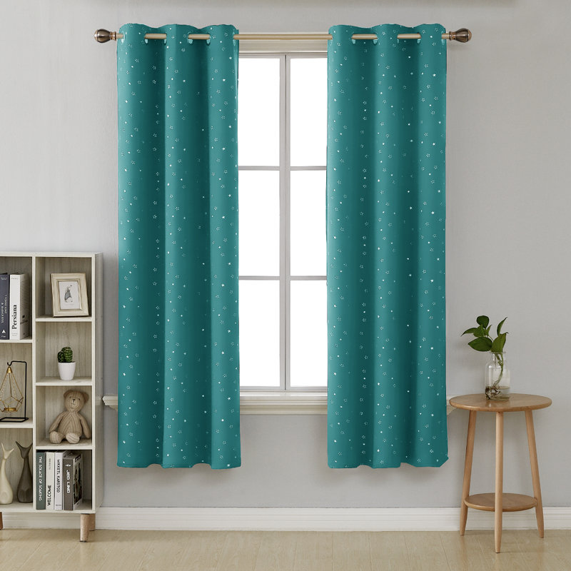 Rideaux occultant et isolant à pois Valirie, L 42 po x L 71 po, Turquoise