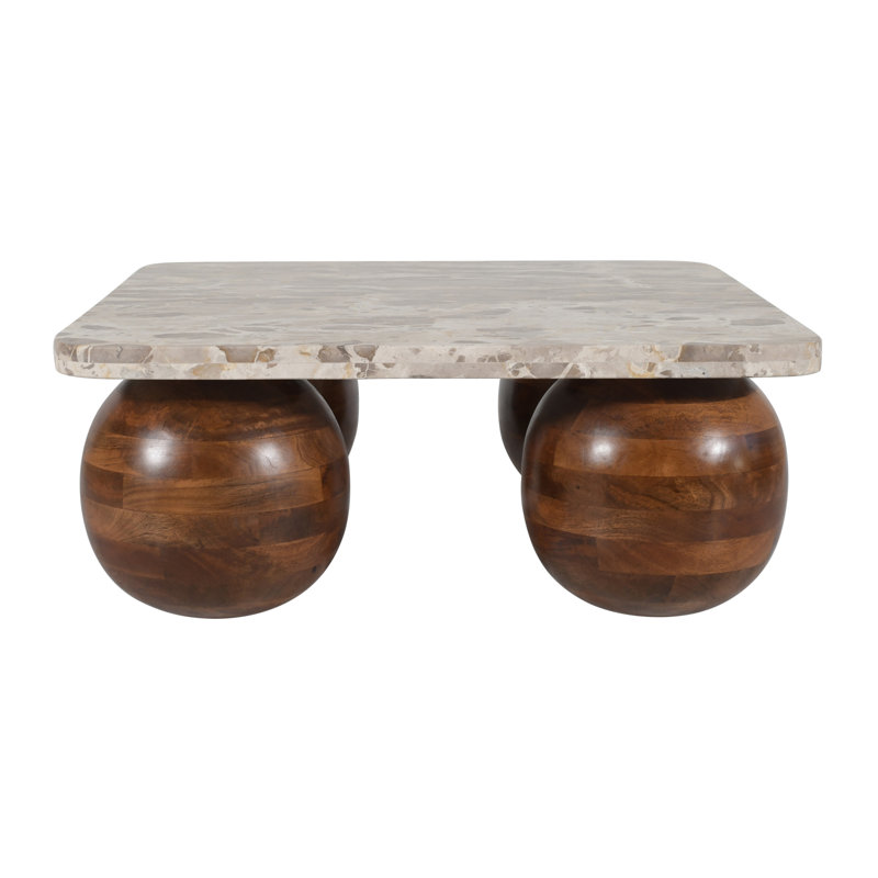Modern Orbit Coffee Table with Solid Wooden Legs - Accent Centre Piece for Home And Living, Rectangular Table