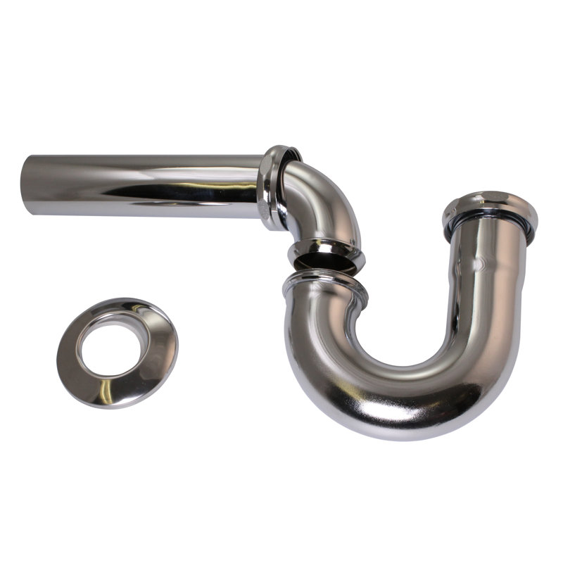 Siphon en P tubulaire à joint 1-1 / 2 po 17 ga., Chrome poli