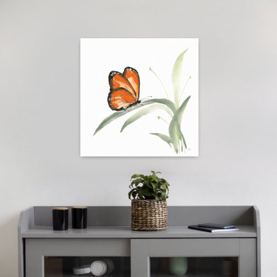 Art contemporain papillon orange II avec animaux