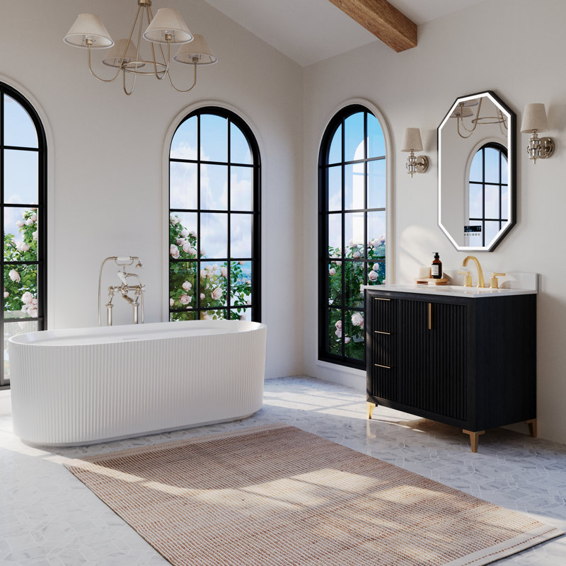 Turlington Freestanding Standard Bathroom Vanity with Top, Black Oak, 36"