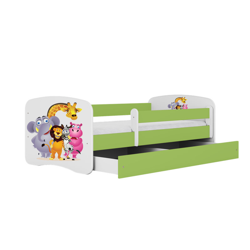 Cicero Drawer Convertible Bed and Mattress, Toddler (70 x 140 cm), Green/White