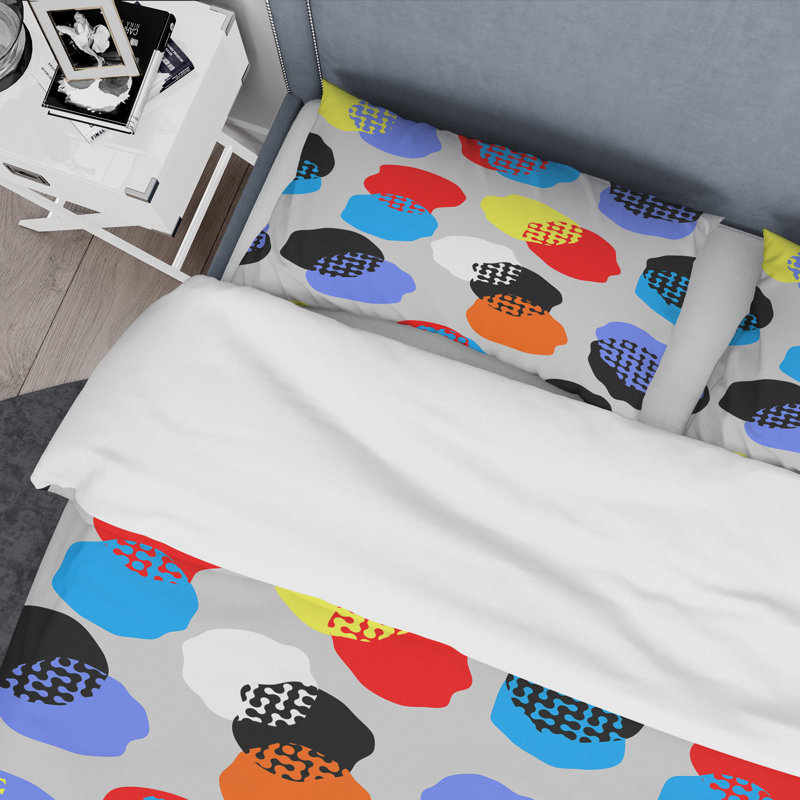 Motif de cercle bleu - ensemble de housse de couette abstrait - polyester microfibre