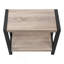 Table d'appoint, côté, bout, étroit, petit, 2 niveaux, salon, chambre à coucher, stratifié brun, métal noir, contemporain, moderne