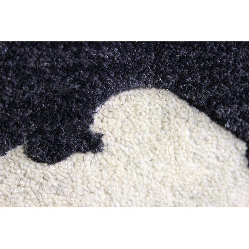 Tapis noir en laine touffeté à la main Risley, Carré 1 pi 6 po
