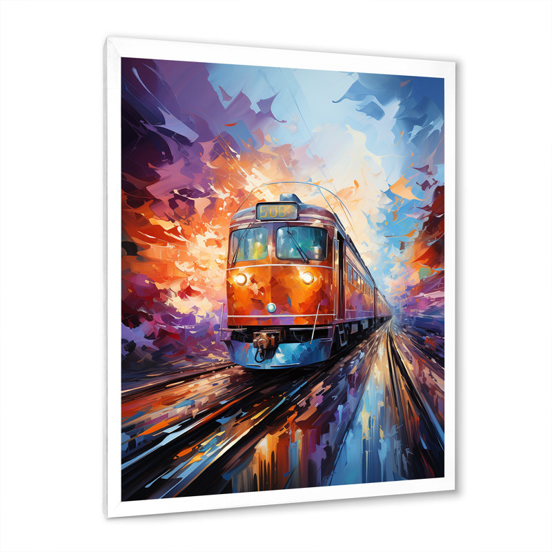 Train Rythmes audacieux - décoration murale moderne, H 44 po x l 34 po x P 1,5 po, Cadre photo blanc