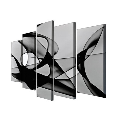 Stunning 5-Piece Decorative Canvas Painting Set, 41.3 x 7.9 inches (1 Piece), 23.6 x 7.9 inches (2 Pieces), 19.7 x 7.9 inches (2 Pieces) | 100% Canvas with 100% Wooden Frame (Thickness: 1.2 inches) | Perfect for Living Room & Office Décor