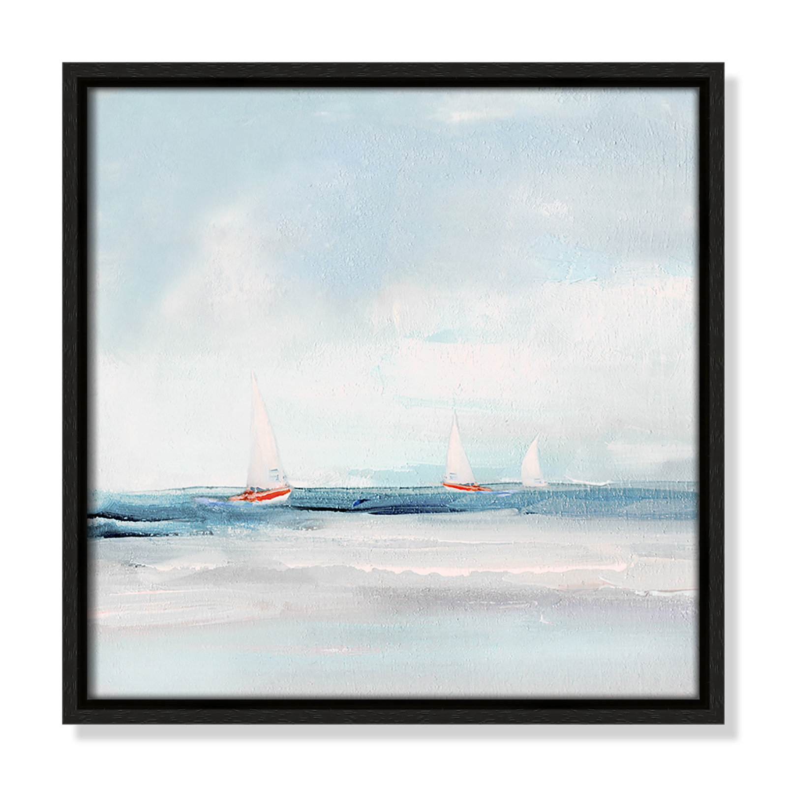Charter "Caribbean Sail" Painting by Sally Swatland, 13.5" H x 13.5" W x 2" D, Espresso