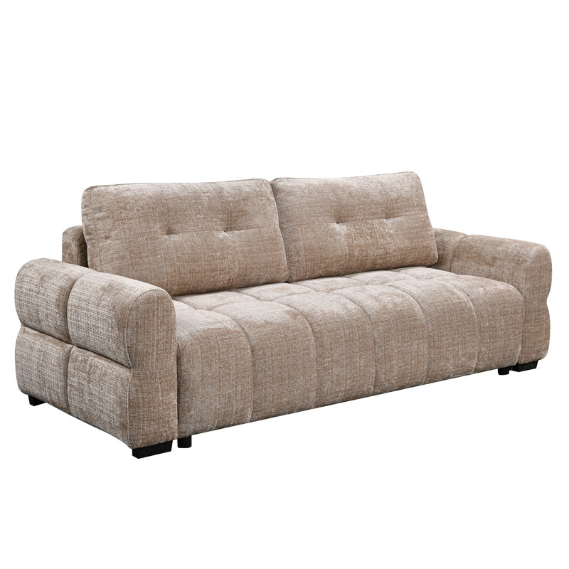 Canapé-lit capitonné beige 92 po Cara