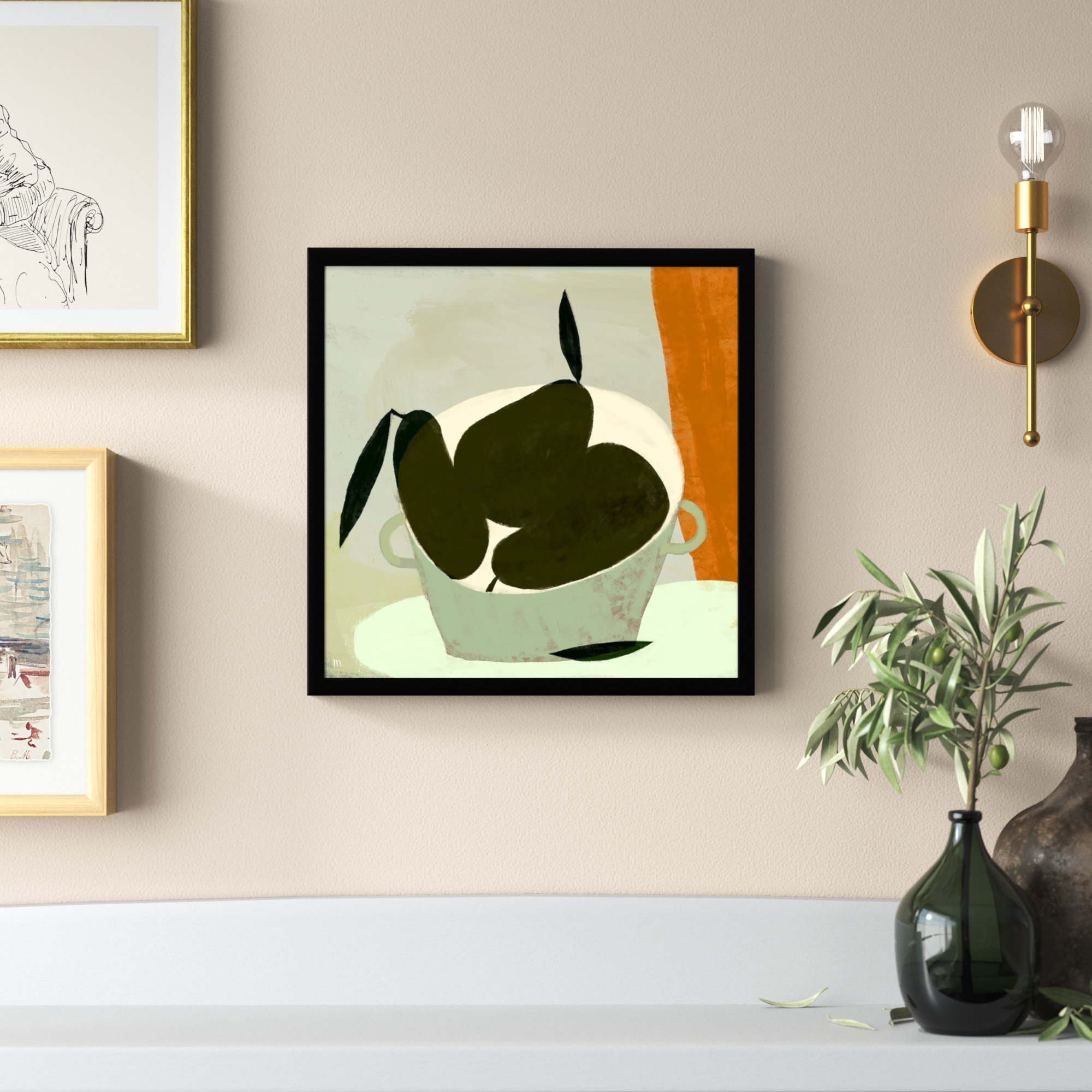 Three Pears by StudioM, Black, 16" H x 16" W x 1.25" D