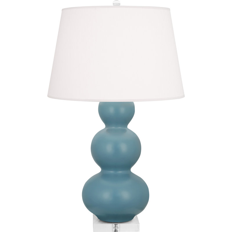 Triple Gourd Ceramic Standard Table Lamp, Matte Steel Blue