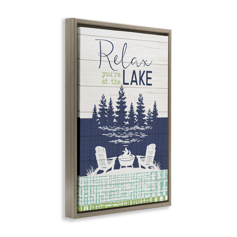 «Relax at Lake Rustic View», toile flottante encadrée par PDR, LLC., Cadre flottant orme Montalcino, H 31 po x l 21 po