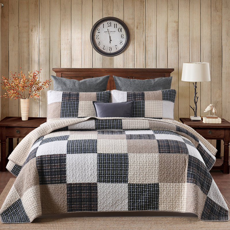 Ensemble de courtepointe 100% coton DDUOXIN Farmhouse, Courtepointe grand + 2 taies d'oreiller