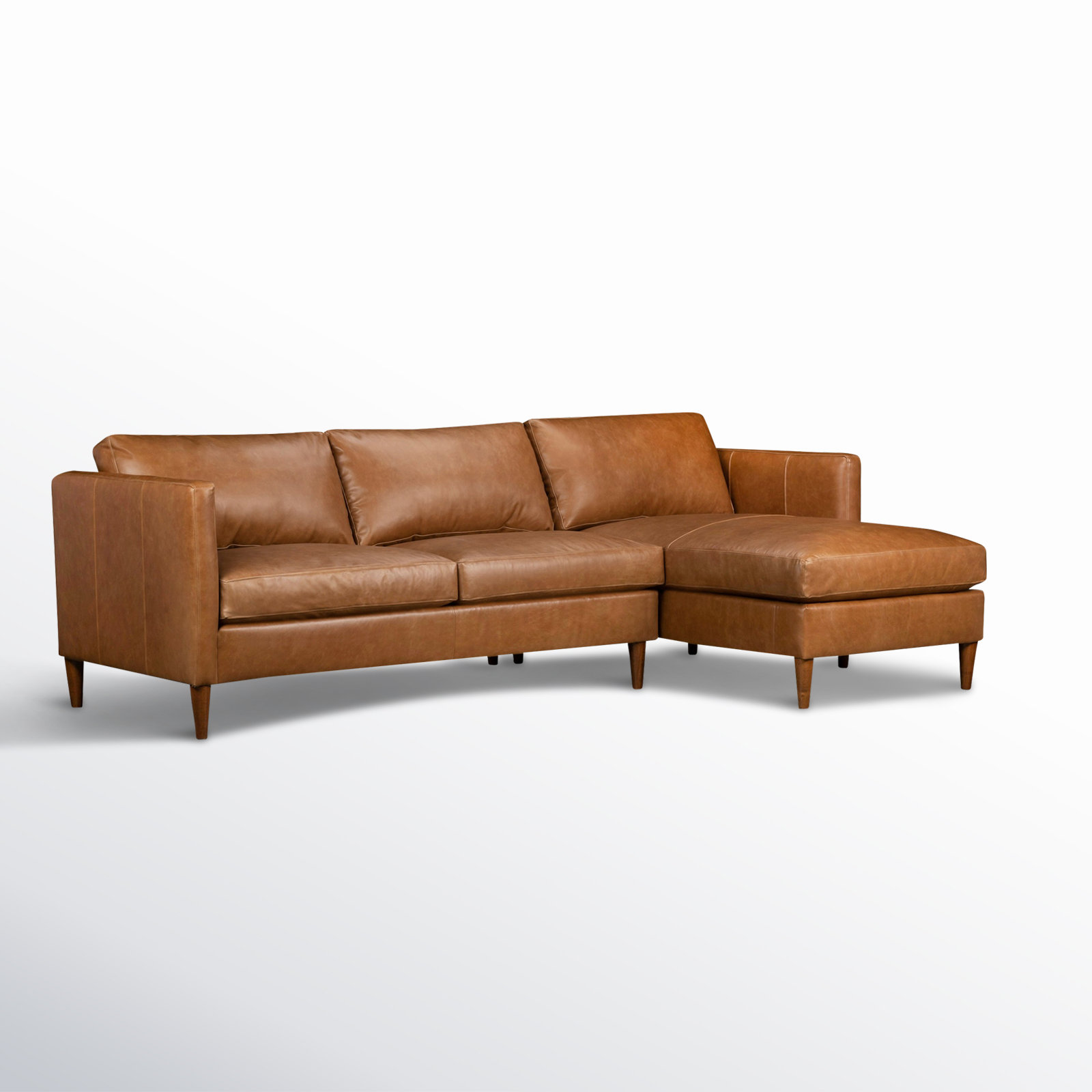 Clifford Chaise Sectional, Bistro Saddle Genuine Leather, Right Hand Facing
