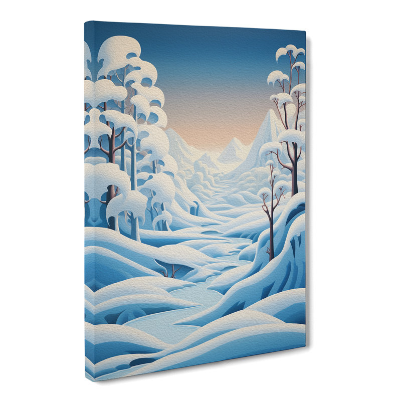 Winter Landscape Hard Edge Painting - Wrapped Canvas, 60cm H x 40cm W x 3cm D