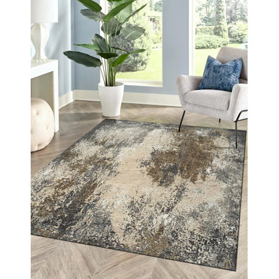 Gray Hand Knotted Wool Area Rug