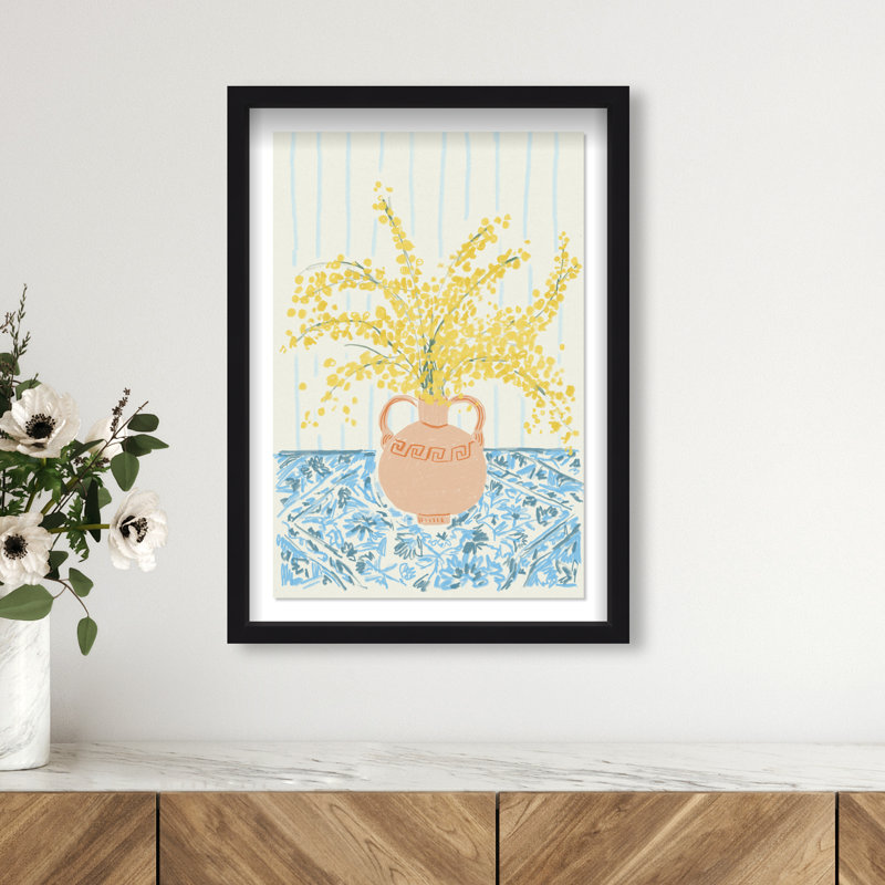 Sunny Flower Vase Print by Oliver Gal, 16.5"H x 11.5"W, Black Shadowbox