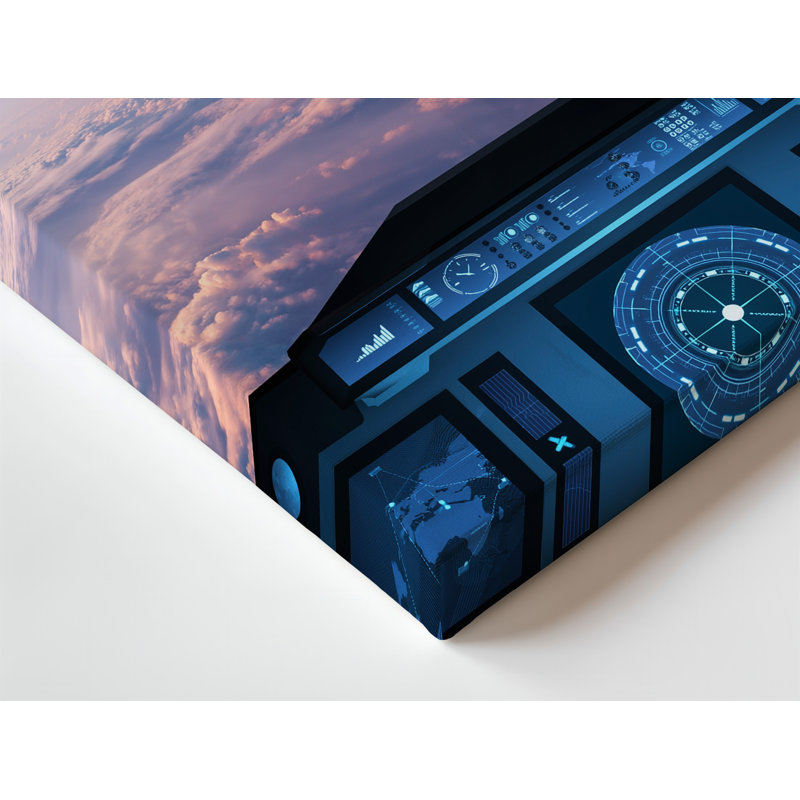 Toile à l'intérieur d'un cockpit de vaisseau spatial futuriste, H 18 po x l 24 po