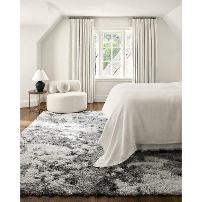 Dittman Machine Woven Abstract Shag Gray Area Rug
