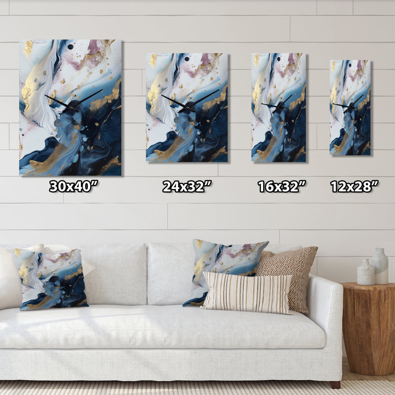 Jaithan - Horloge murale abstraite en marbre, H 32 po x l 24 po x P 1 po