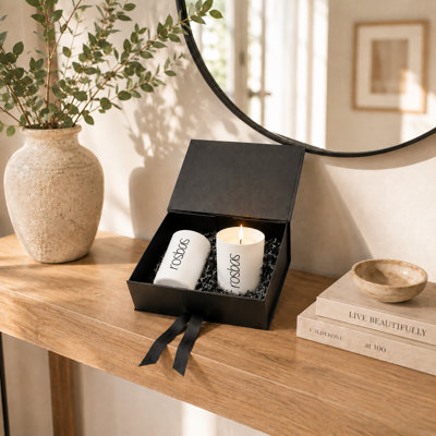 Ensemble de 2 bougies parfumées à la menthe poivrée et à l'eucalyptus dans un pot en céramique blanche, 8 oz, versées à la main aux États-Unis, brûlure longue durée non toxique, ensemble de cadeaux pour la décoration intérieure