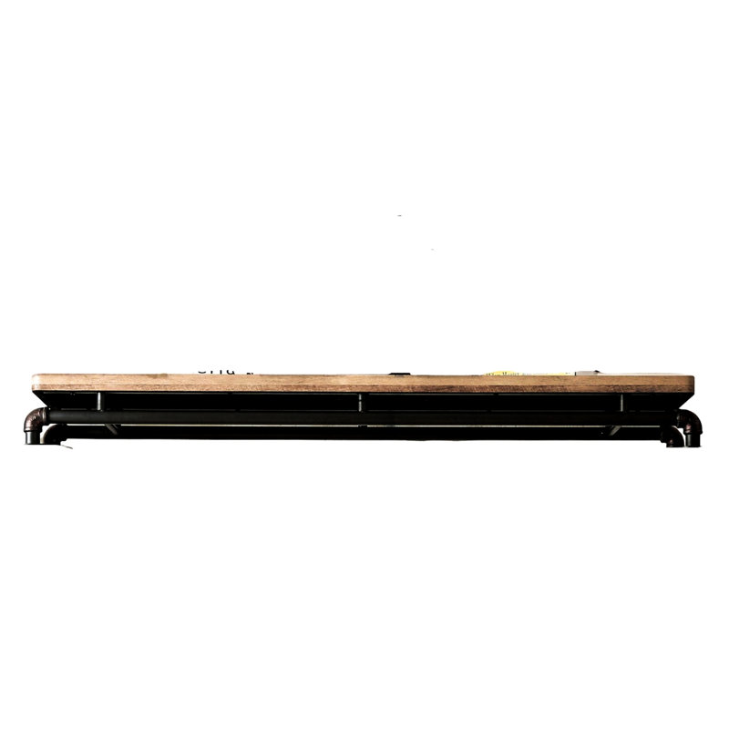 Console de télévision avec pont en métal et bois d'inspiration industrielle, 69,49 po de profondeur, 14,03 de largeur, assemblage simple de largeur, 7,53 de hauteur,